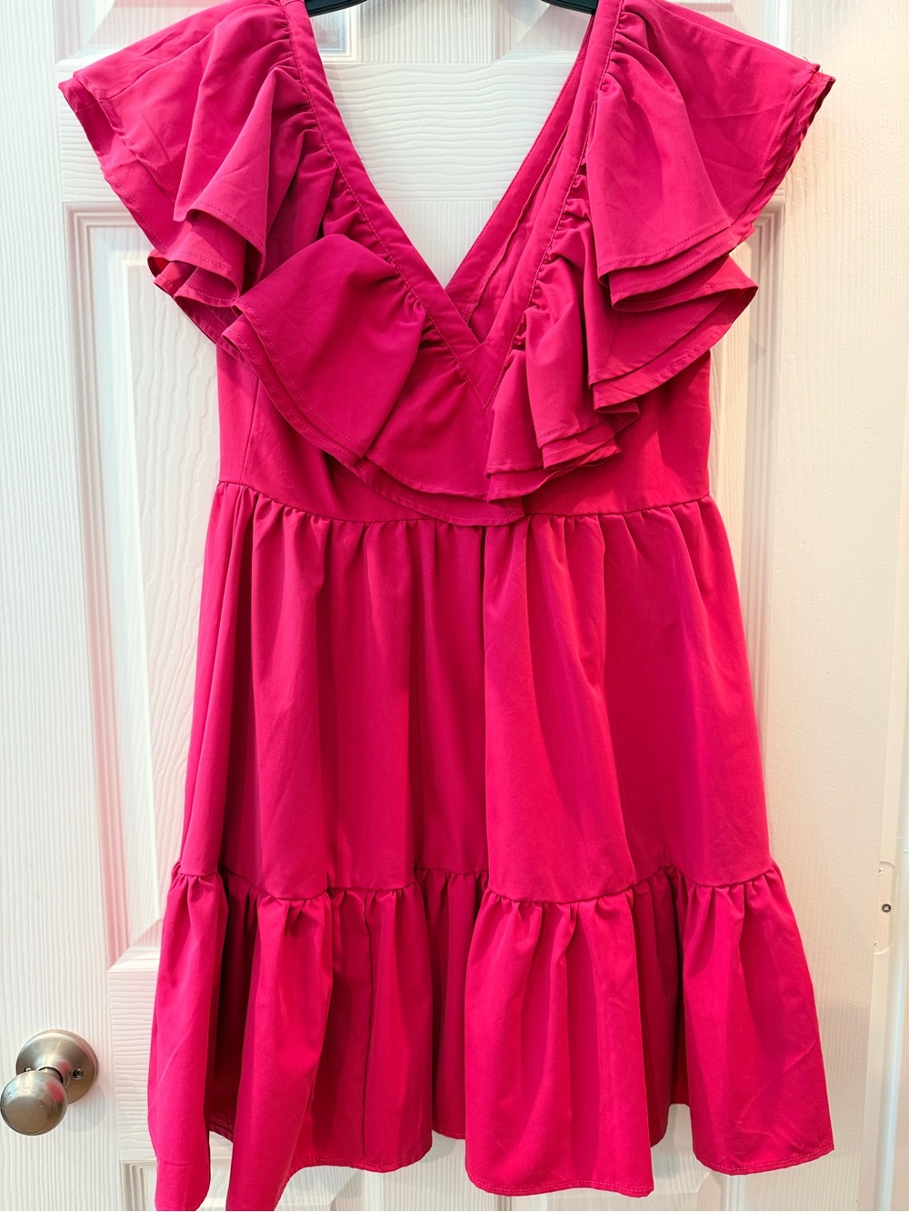 Women’s Pink Ruffle V-Neck Dress